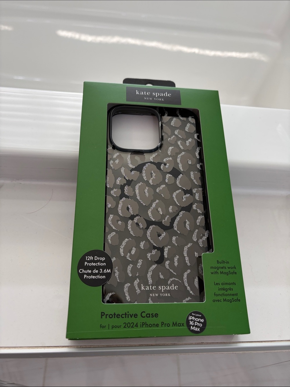 kate spade Black and Silver Leopard Print iPhone Case